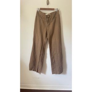 32 - Anthropologie Daughters Of The Liberation Wide Leg Pant 100% Linen Brown